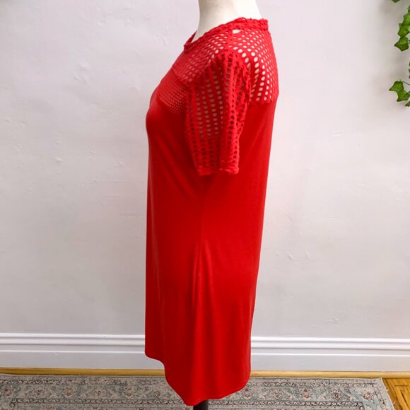 Michael Kors Red Mesh Shift Dress Size Small - Picture 3 of 7